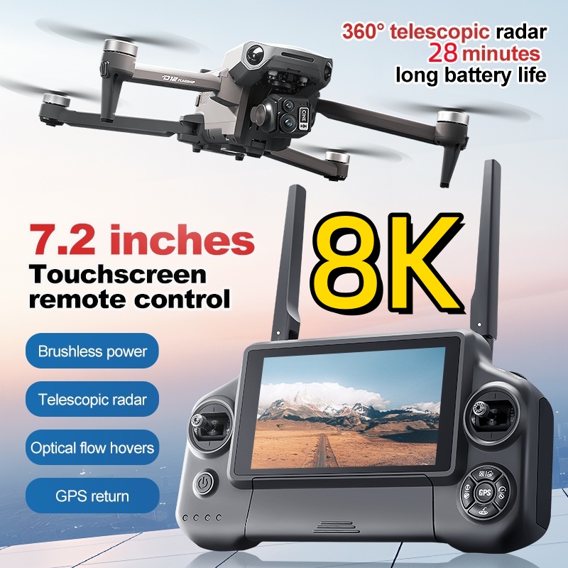 Drone Camera 4K - 8K 3軸ジンバルブラシレス7.2インチタッチスクリーンFPVリモートコントロールクアッドコプター5KM障害物回避エアドロップGPSリターンRCドローン