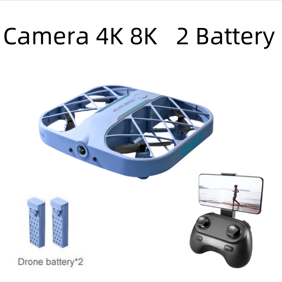 Drone Camera Lens - JJRC H107 FPV RCドローン（バッテリー2個付き）、8K/4Kカメラ搭載クアッドコプター、リモコン付きドローン、クリスマスプレゼントに最適