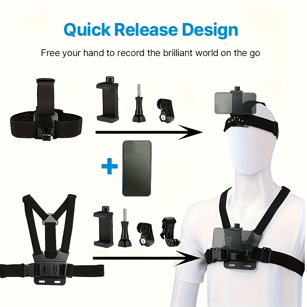 携帯電話ヘッドチェストストラップハーネスマウントホルダーキッ - Drone Camera Action のレビューと価格