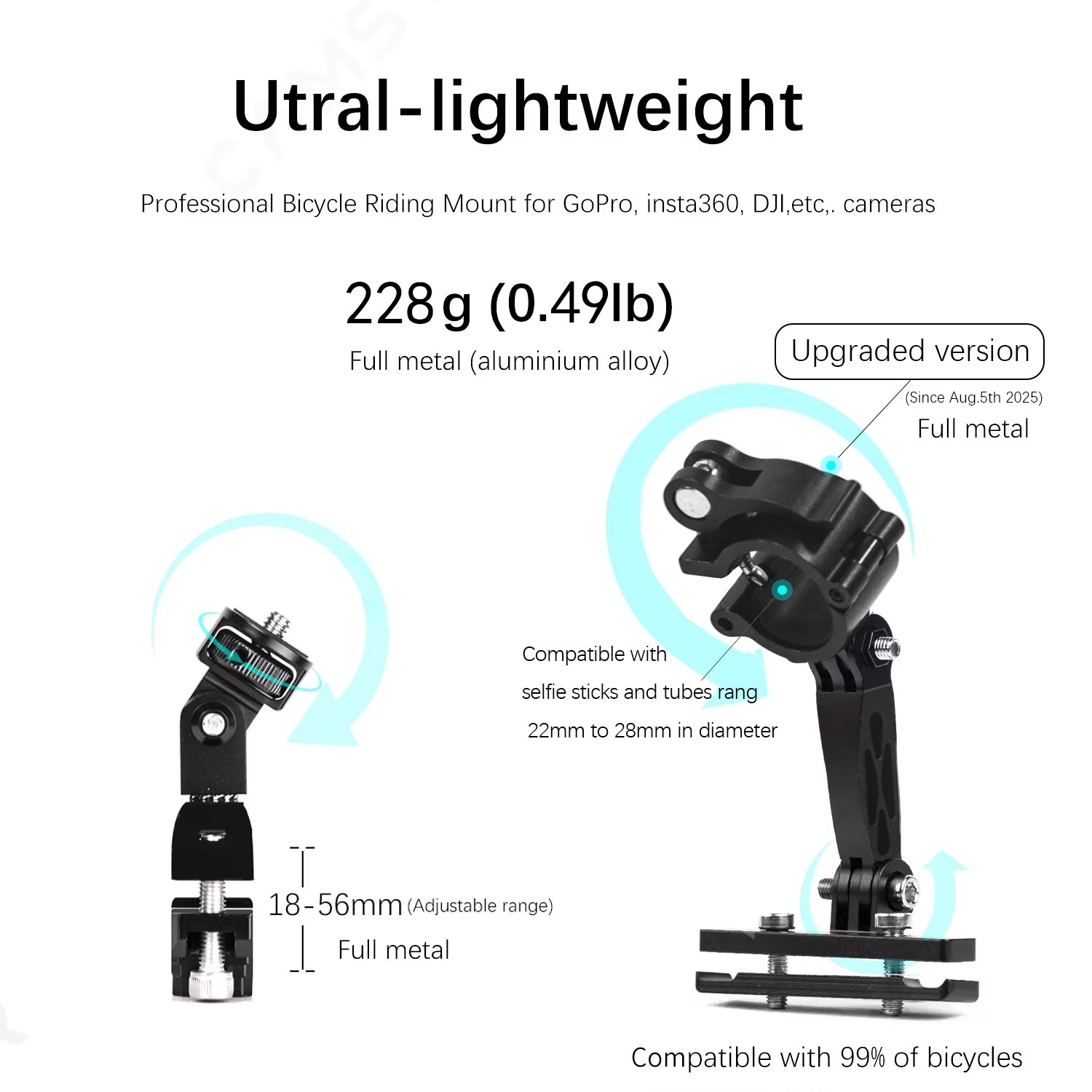 Camsteer プレミアム自転車ポストシート3人目視点マウ - Drone Camera Action のレビューと価格