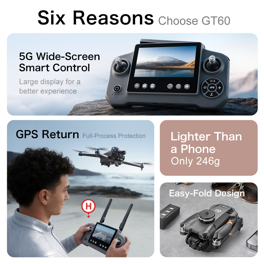 新型GT60 GPSドローン 高画質空撮クアッドコプター エ - Drone Camera Wide Angle のレビューと価格